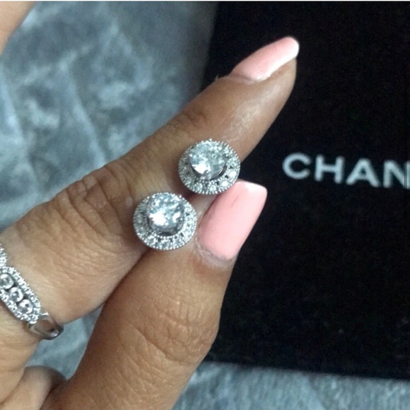 🪞deco interchangeable halo silver earrings - Picture 2 of 6